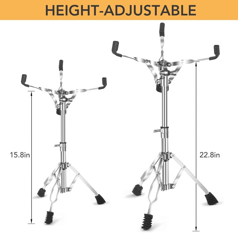 Seteol Snare Drum Stand Snare Stand with Drumstick Holder and a Pair of 5A Drum Sticks Fit for 8 to 15 Inch Snare Drum and Practice Pad, Adjustable Height 15.8 to 22.8 Inches for Drum - Image 4